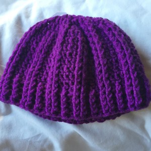 Hand Crocheted Magenta 6x17 Inch Ribbed Hat
