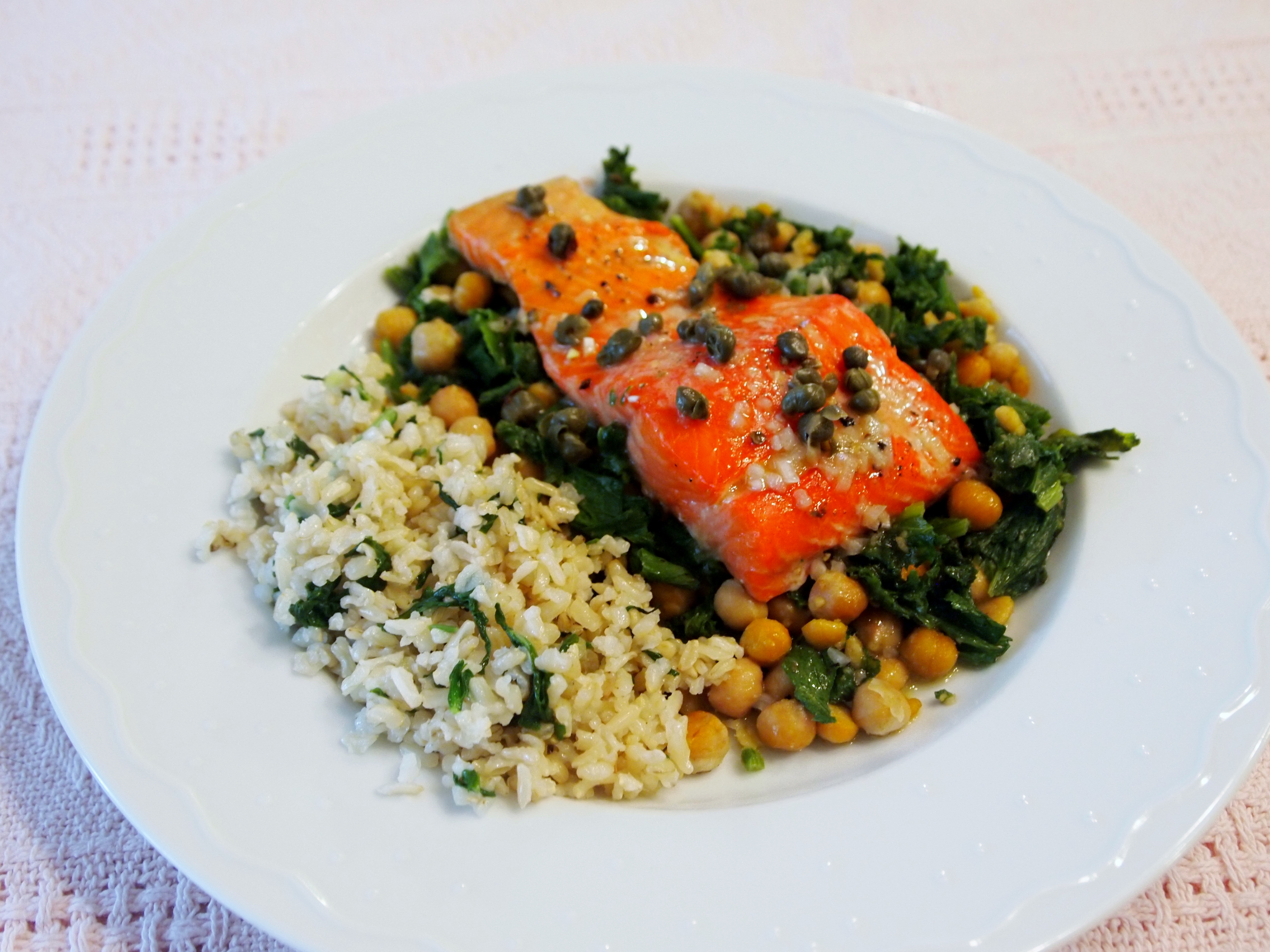 photo Slow Cooked Salmon Chickpeas And Greens sweet savory kitchens