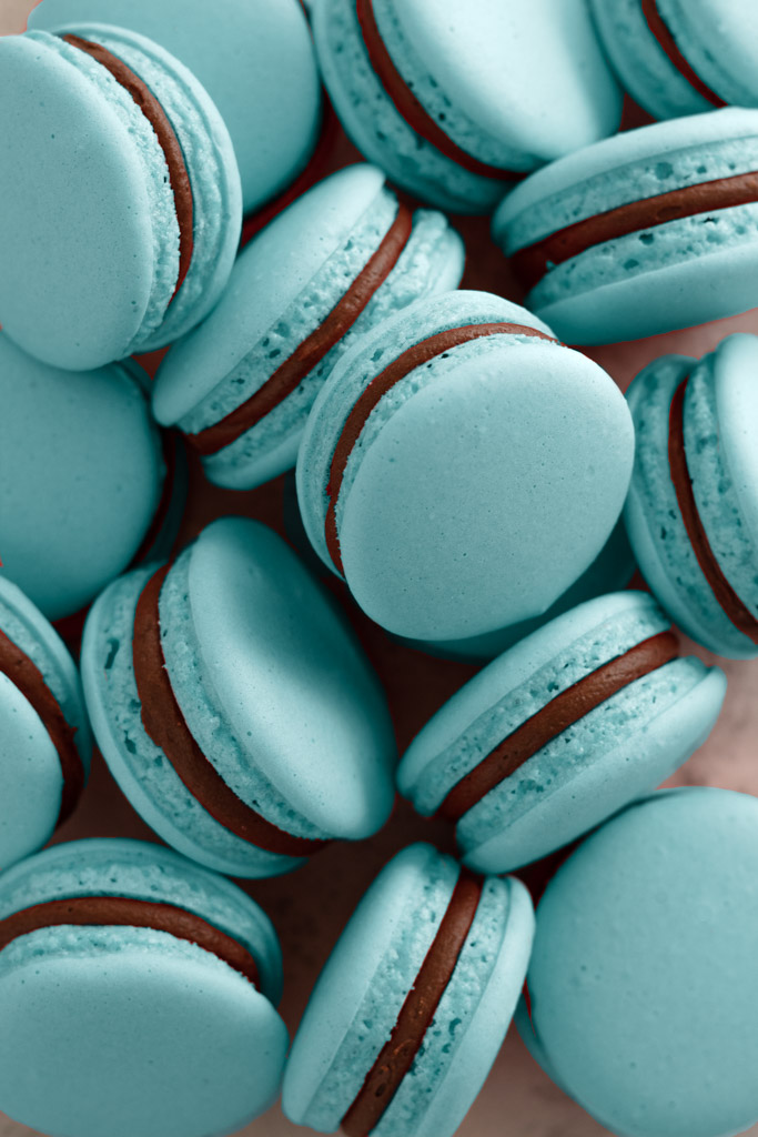 Bunch of Macarons altered in Lightroom to appear blue