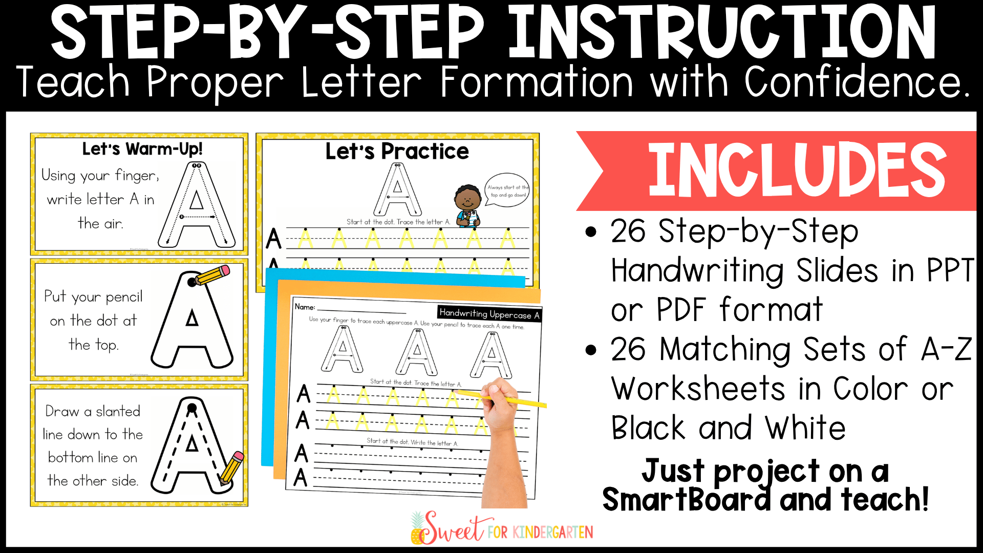 Handwriting Lessons Slides & Letter Formation Practice Sheets Pre-K Kindergarten