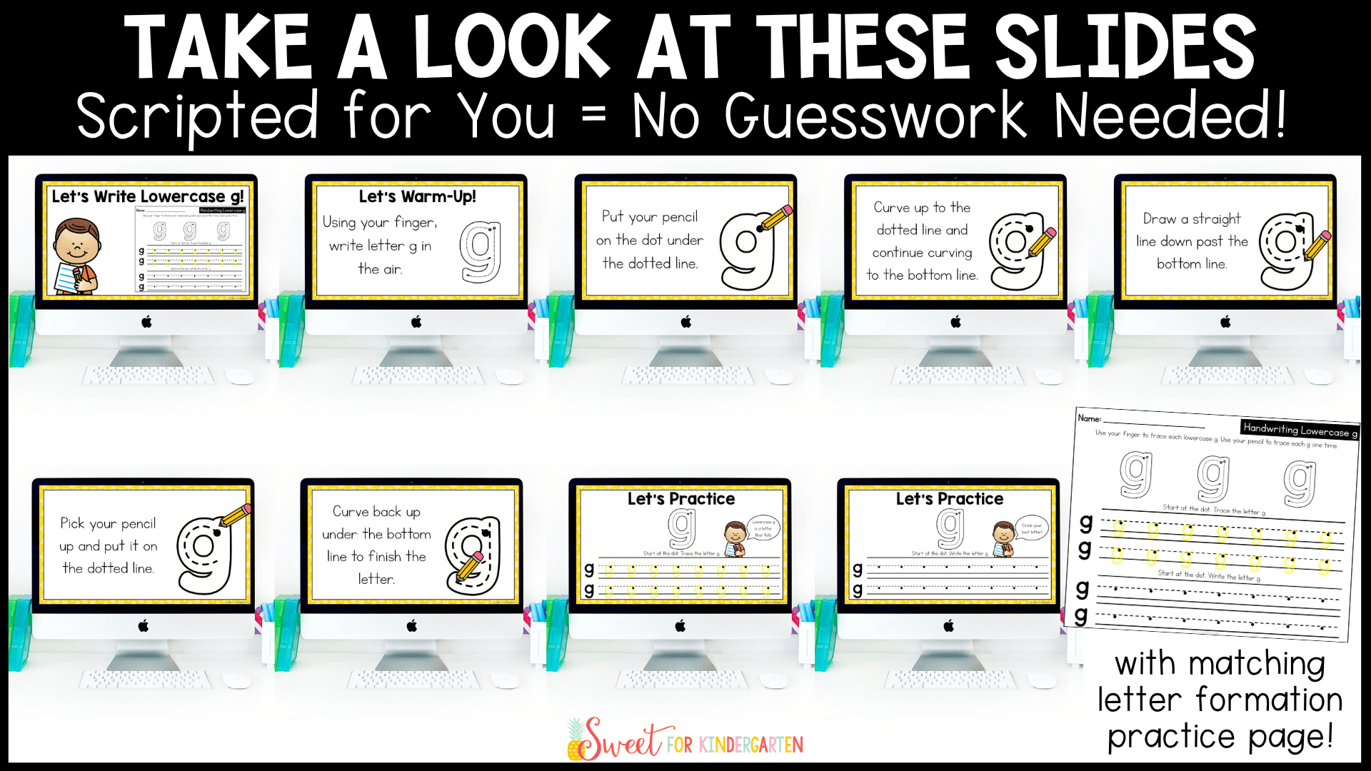 Handwriting Lessons Slides & Letter Formation Practice Sheets Pre-K Kindergarten
