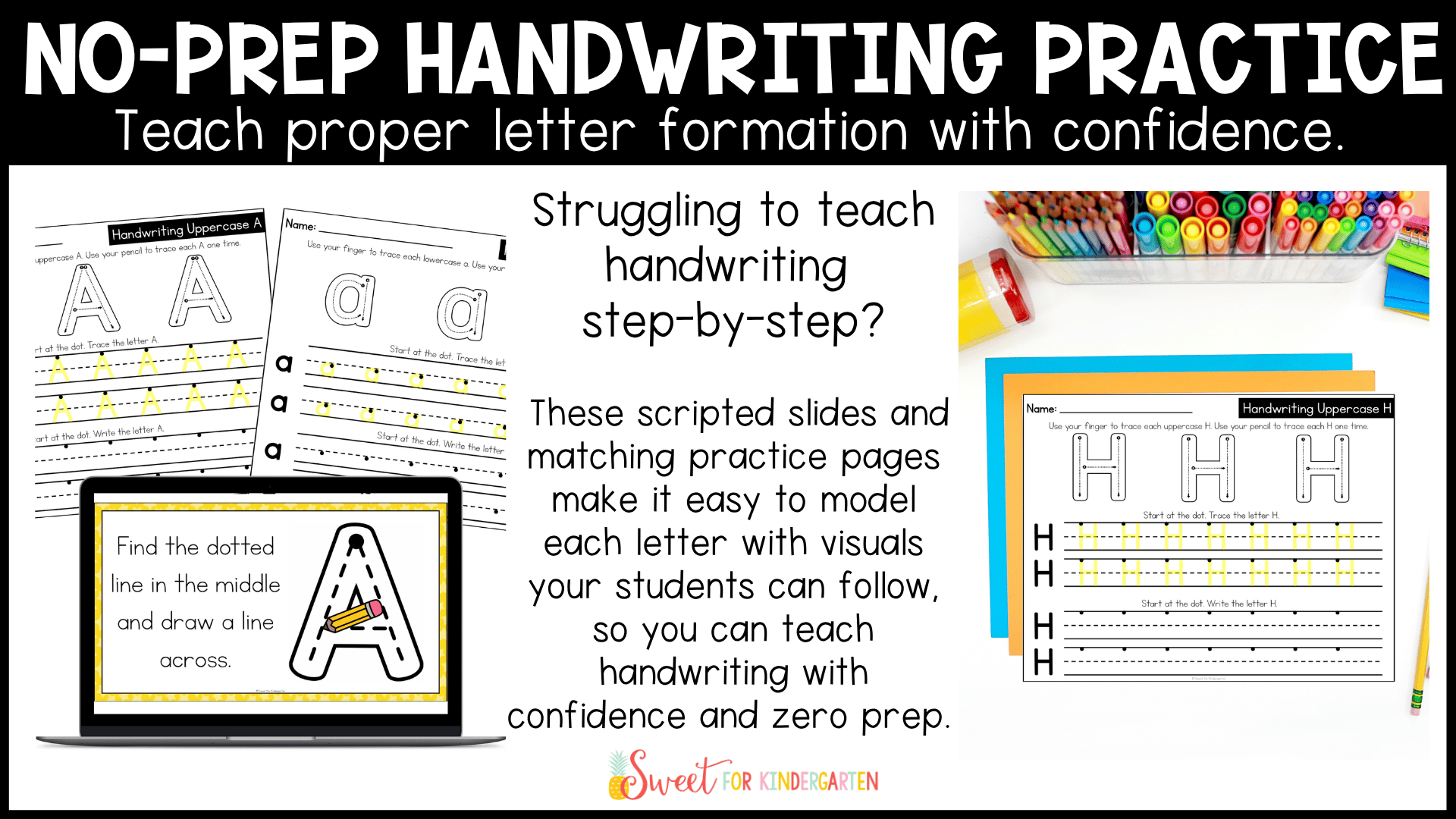 Handwriting Lessons Slides & Letter Formation Practice Sheets Pre-K Kindergarten