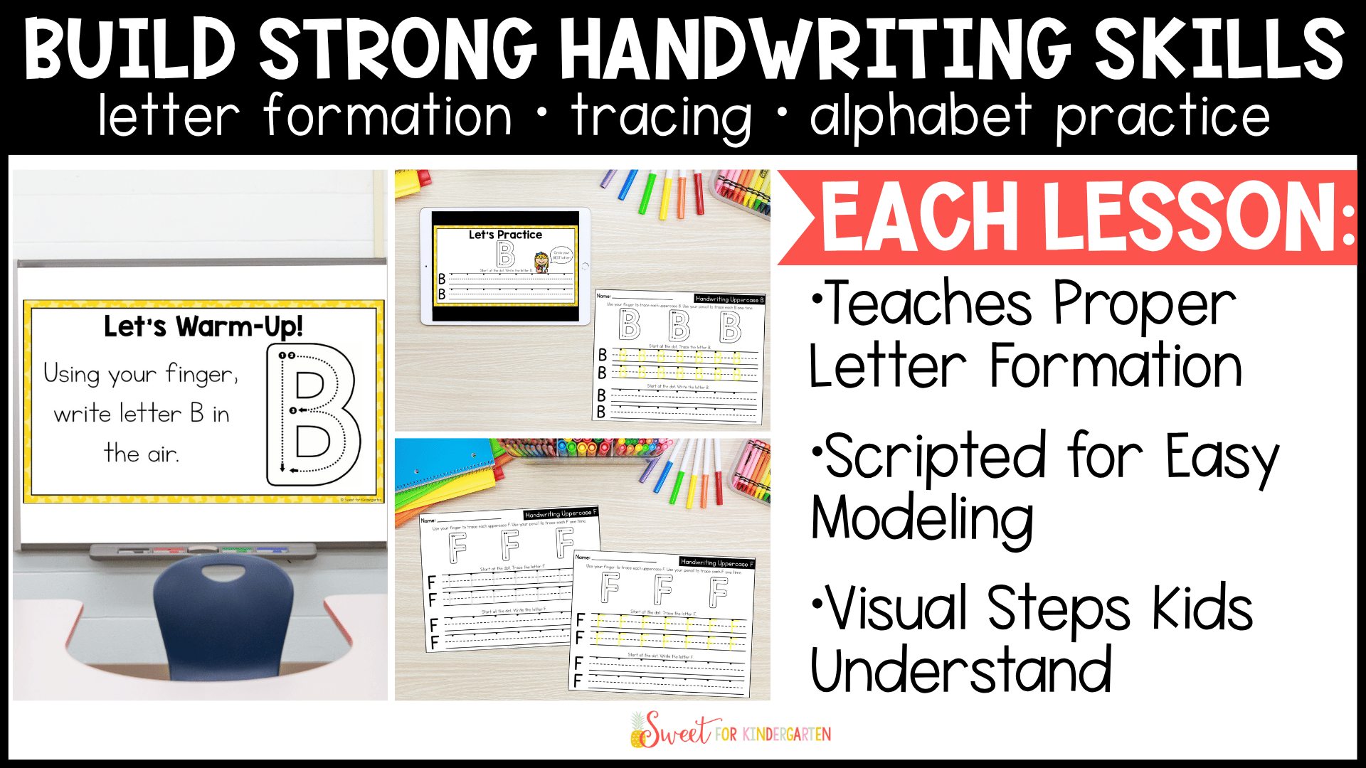 Handwriting Lessons Slides & Letter Formation Practice Sheets Pre-K Kindergarten