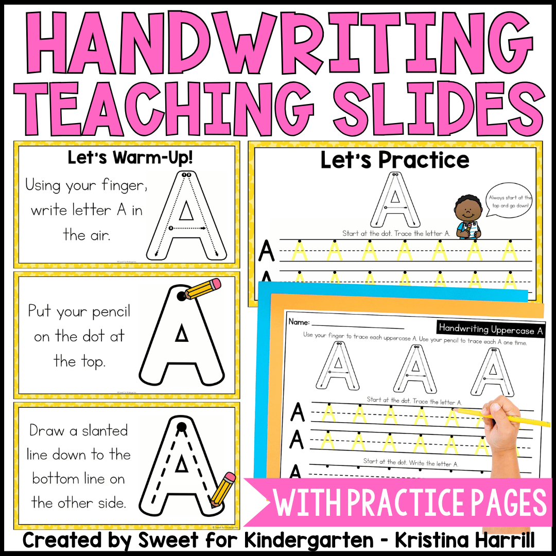 Handwriting Lessons Slides & Letter Formation Practice Sheets Pre-K Kindergarten
