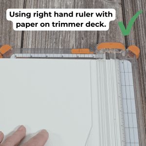 Shows a trim being done using the right side ruler.