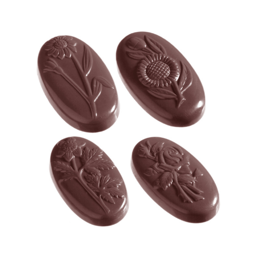 CW1188 Chocolate Mould Flower Caraque Oval 5 Figures