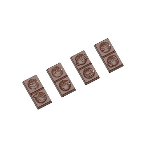 CW1650 Chocolate Mould Caraque Smiley 4 Figures