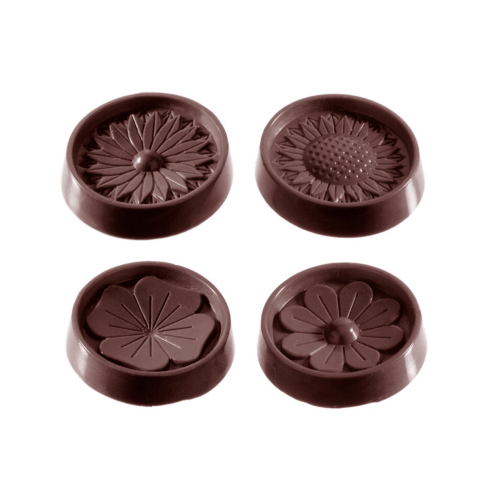 CW2146 Chocolate Mould Flower Caraque 4 Figures