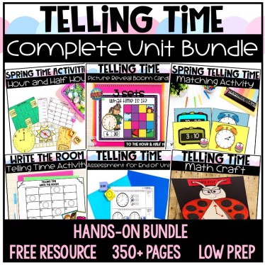 Telling Time Growing Unit Bundle with hands on activities 