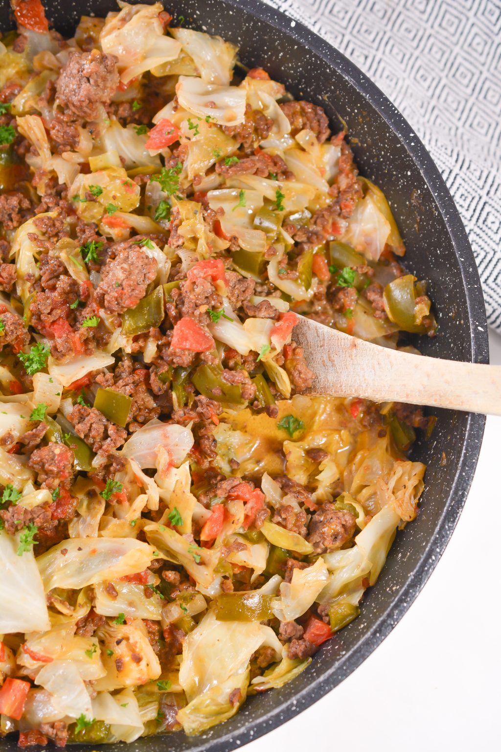 Cheesy ground beef and cabbage skillet