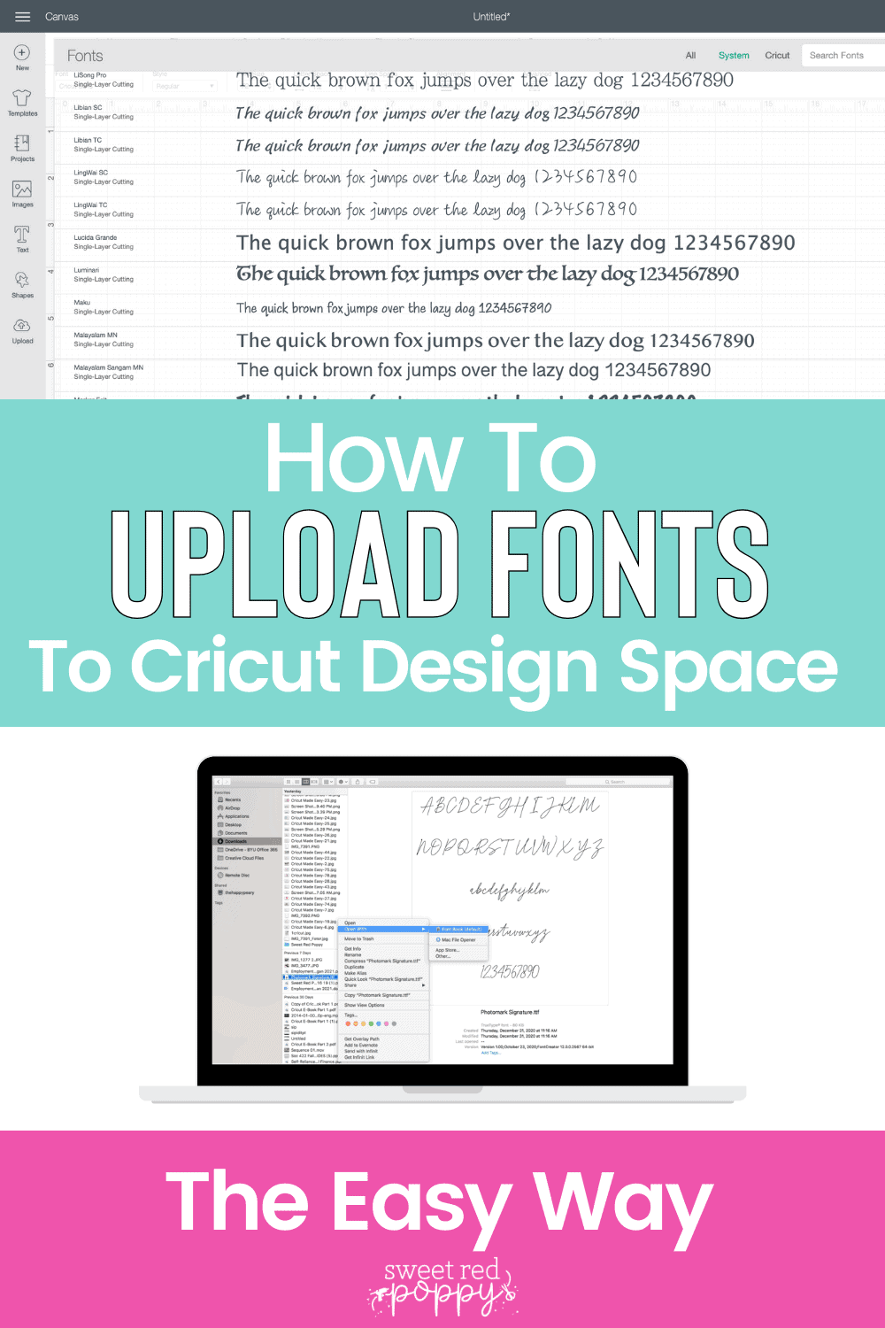 Double click or right click on the zip folder to unzip the downloaded file. How To Upload A Font To Cricut Us Craft Sweet Red Poppy