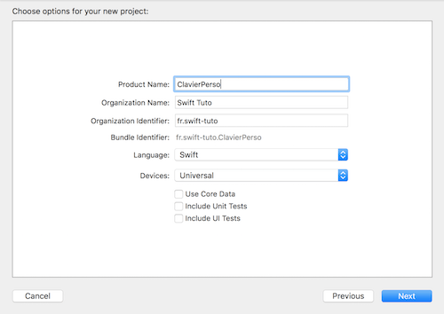 Clavierperso swift xcode screenshot