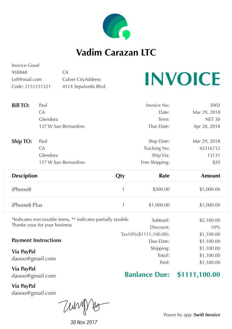 Elegance Invoice Template