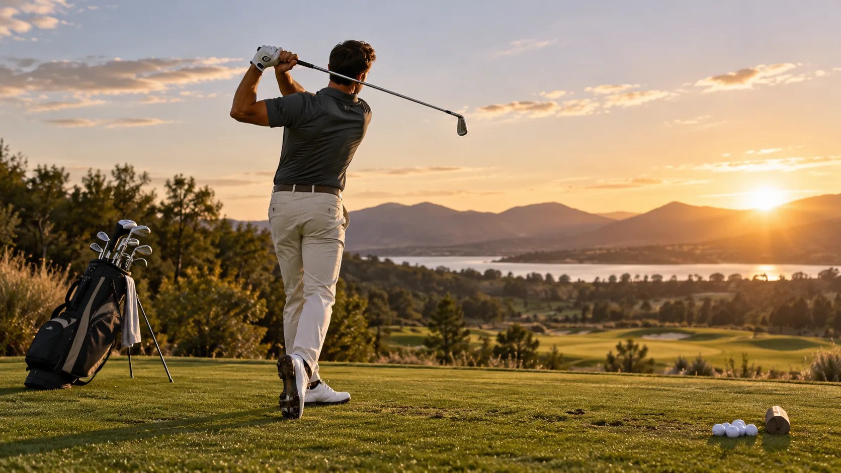 Golfer holding a balanced full finish