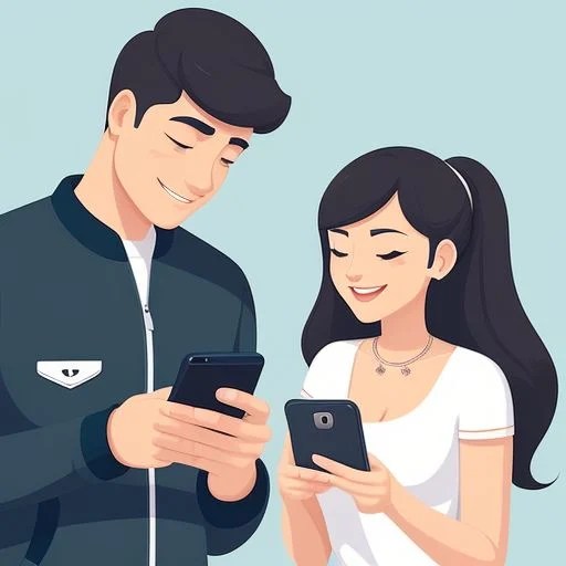Couple on their app avoiding fake profiles
