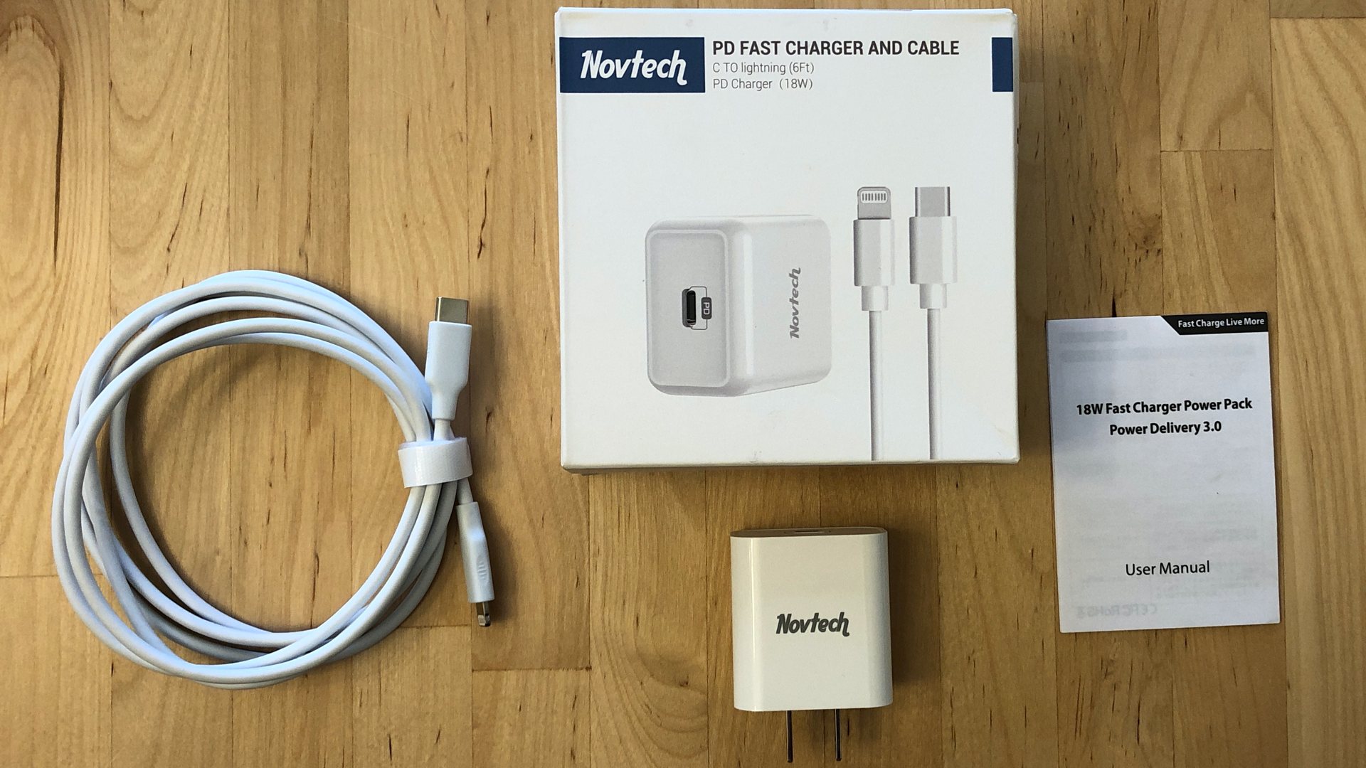 Ipad Pro Apple Iphone Charger 18w Novtech 18W PD Charger And Cable - Main Image