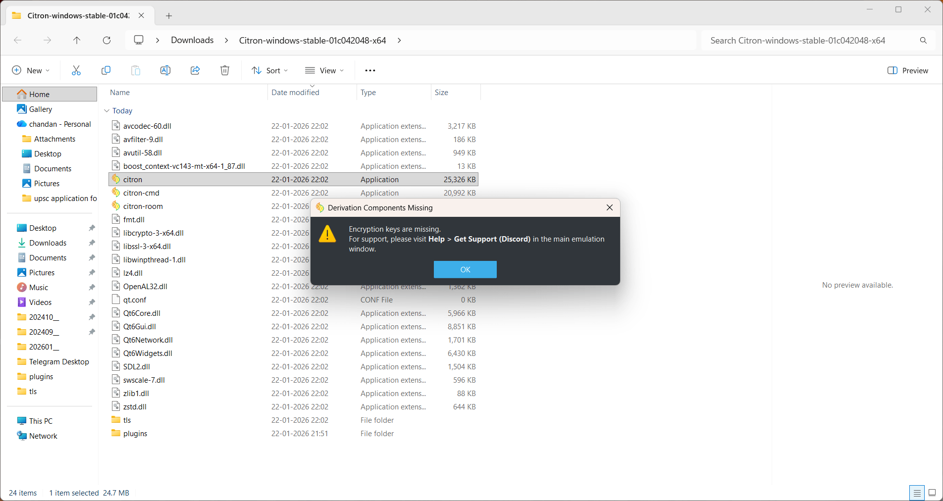 encryption keys are missing
