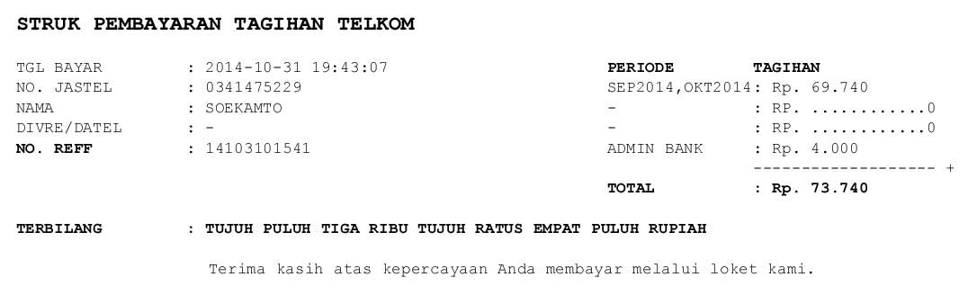Akan dikenakan biaya admin sebesar rp 4.500 per transaksi. PPOB TELKOM - Syahidah Pulsa