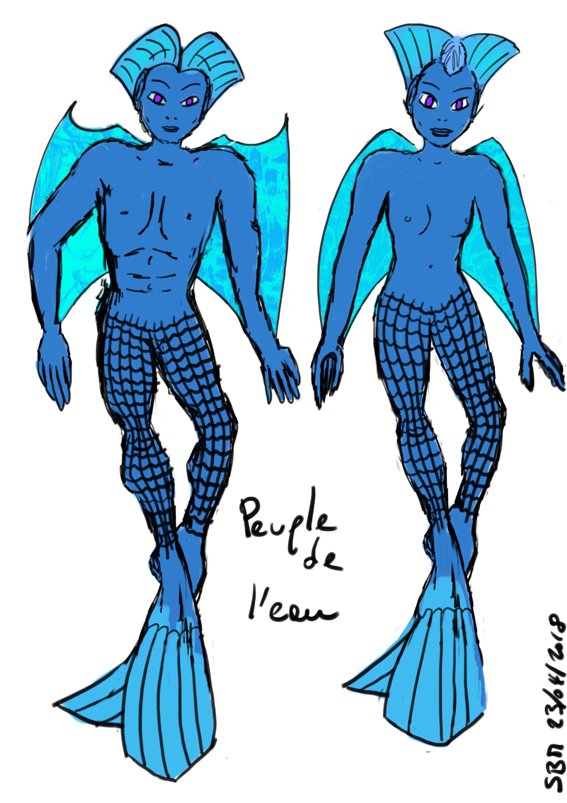 Illustration poétique de deux personnages féminin et masculin de projet fantastique par Sylviane Bauer-Motti