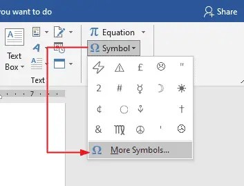 More Symbol>symbol tab