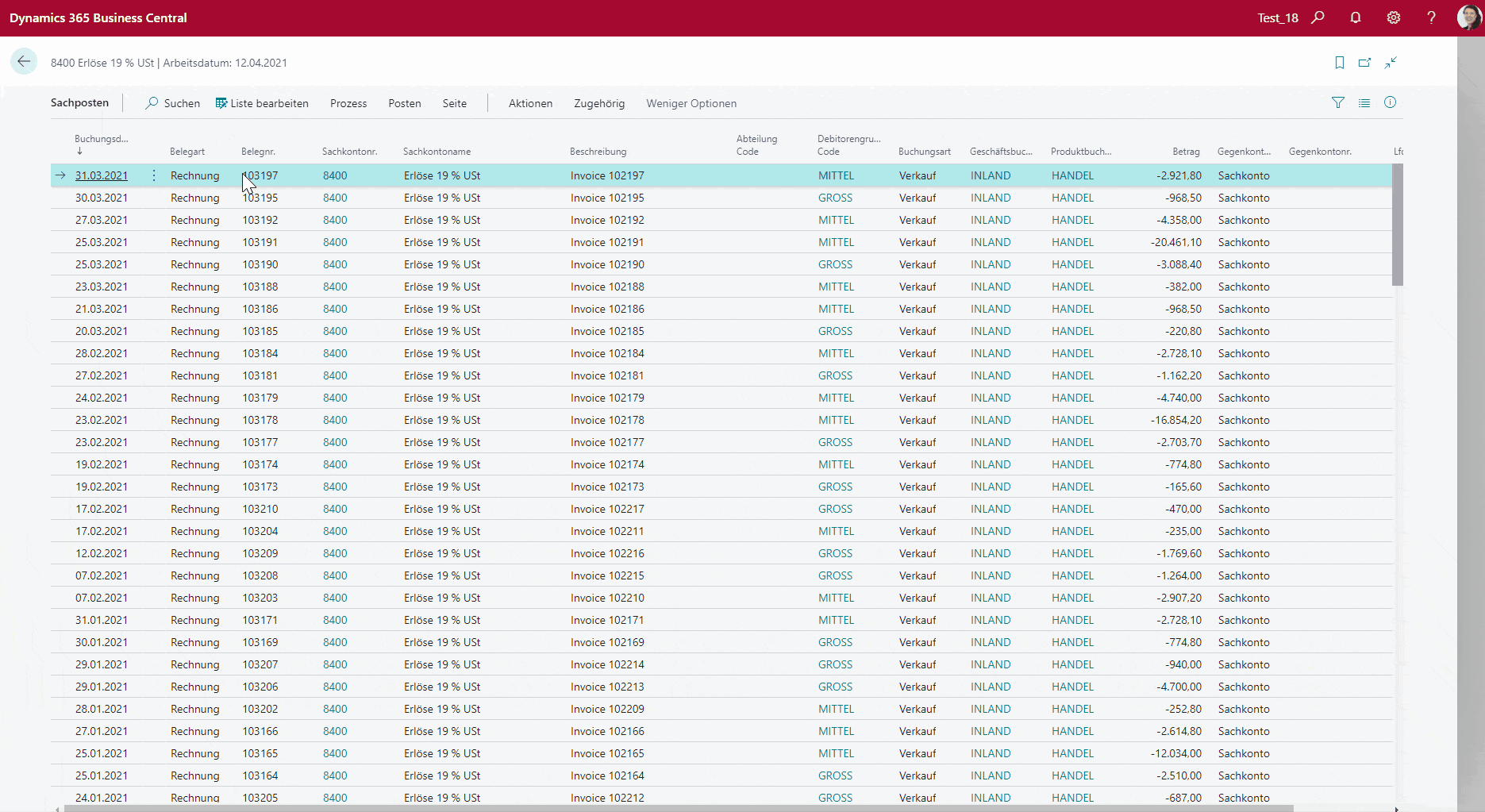 Business Central: Dimensionen an Sachposten korrigieren