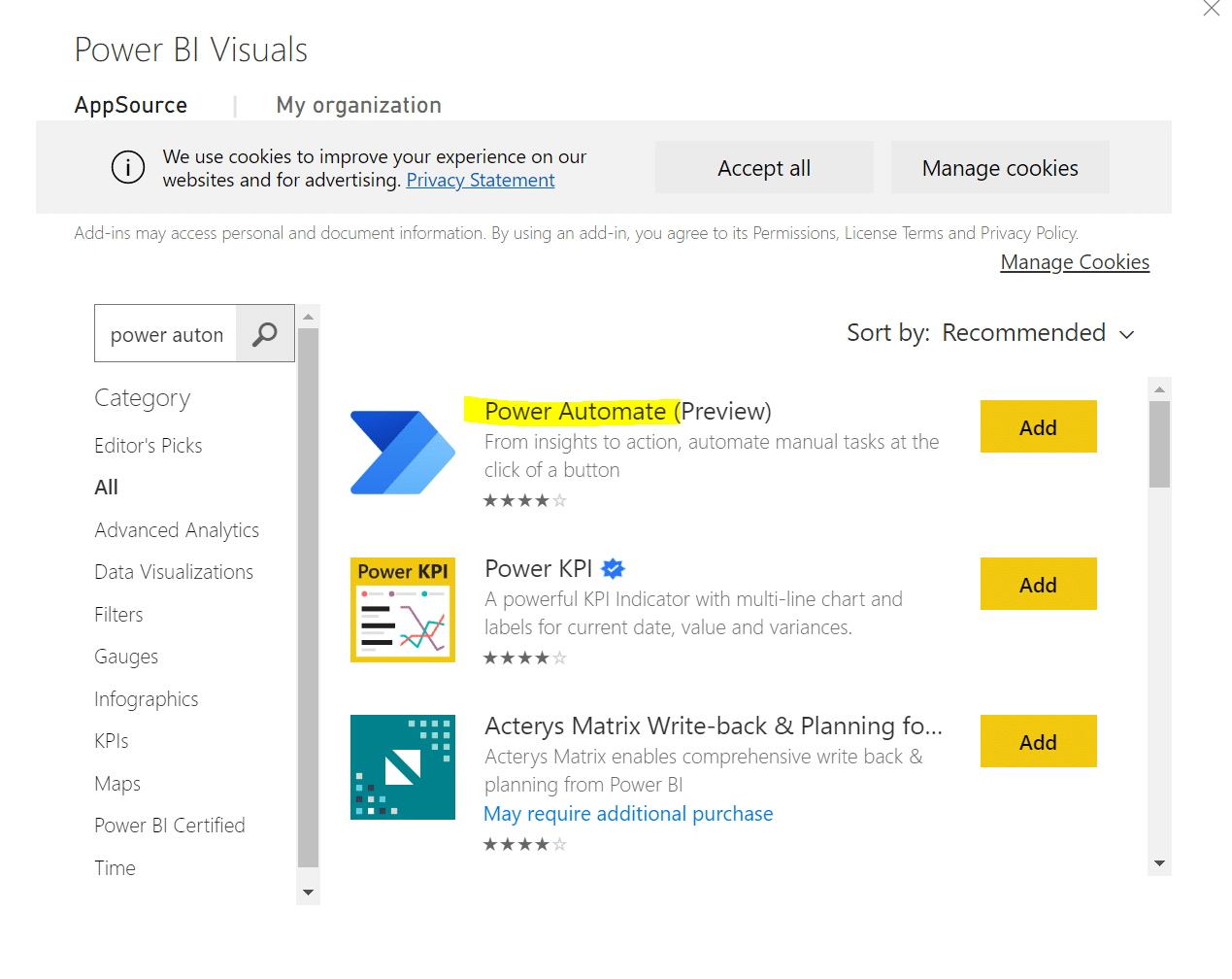 AppSource MSPower Automate für Power BI