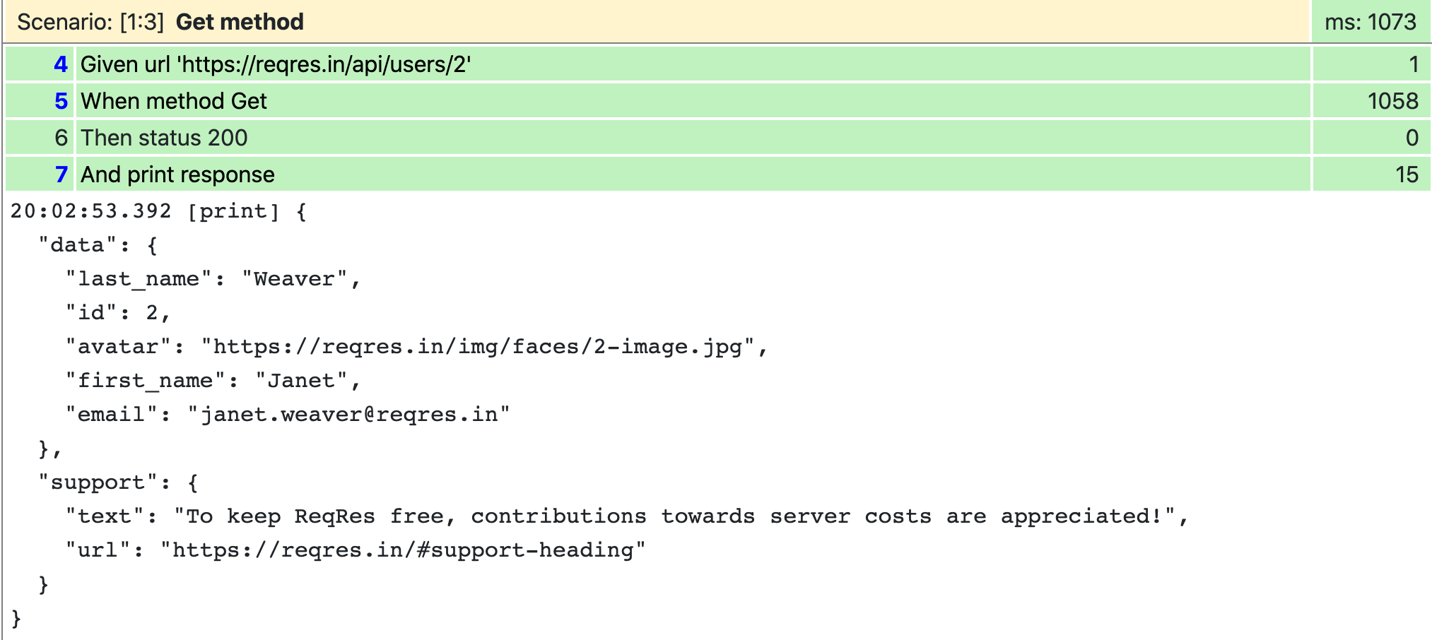 get response in KarateDSL