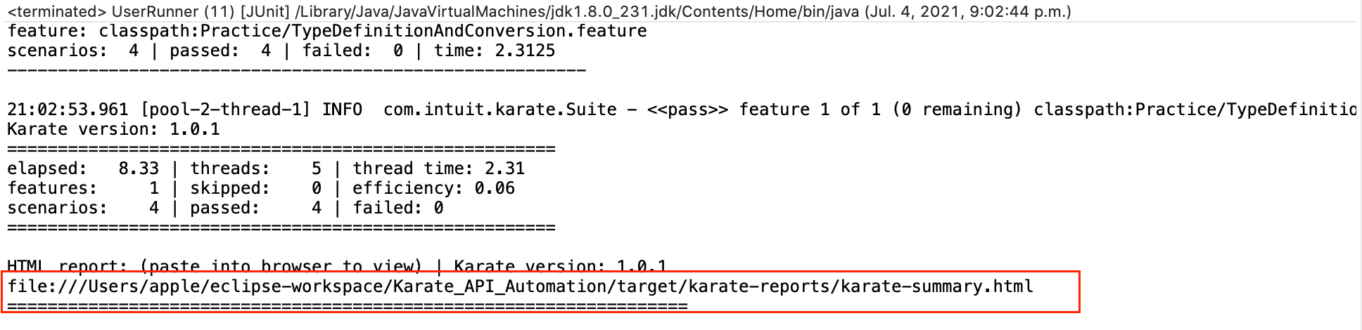 karate execution status