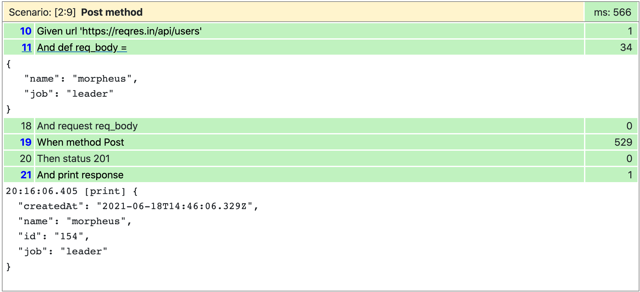 post response Karate