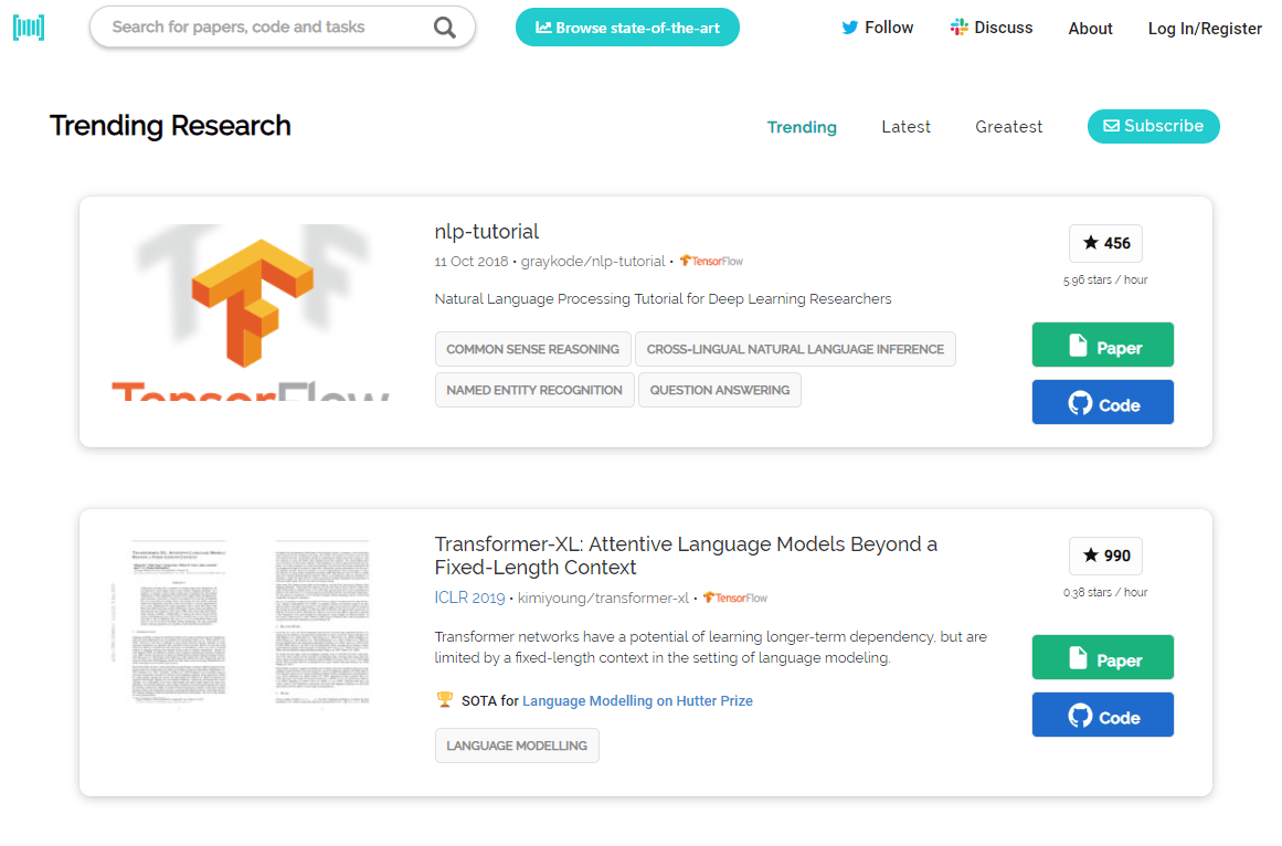 Papers With Code Adds State-of-the-Art Features | Synced