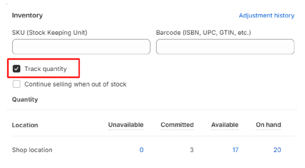 Track Quantity for Inventory Syncing