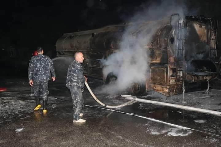 حريق صهريج داخل محطة وقود غرب سورية