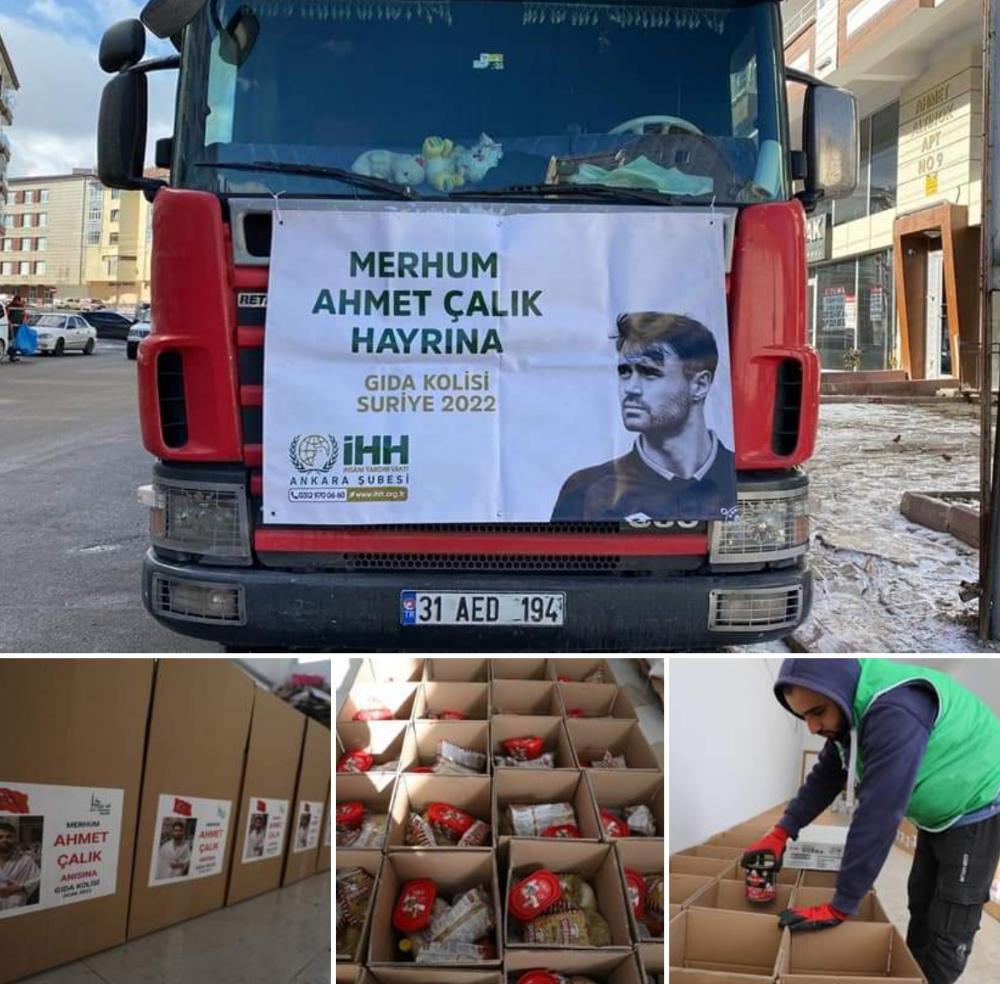 عائلة اللاعب التركي أحمد تشاليك ترسل 750 سلة غذائية إلى الشمال السوري