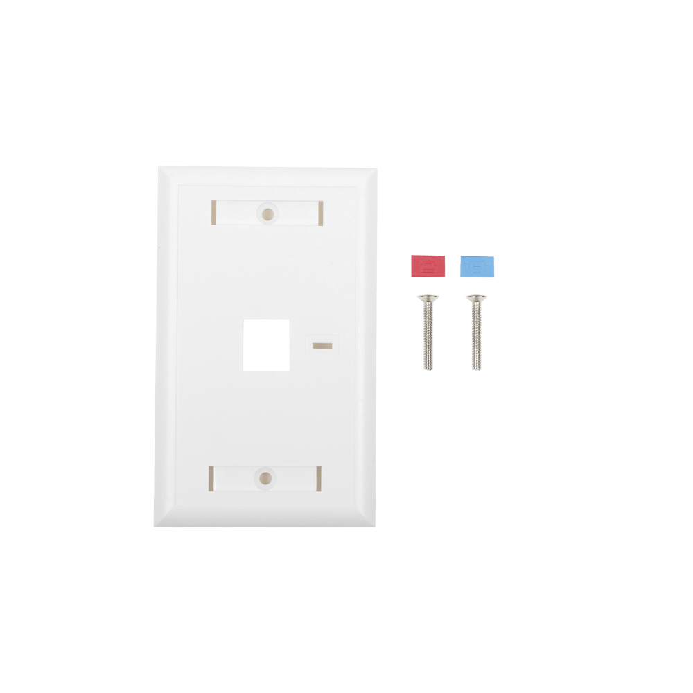Face Plate, 1-Port Output with Space for Label - White