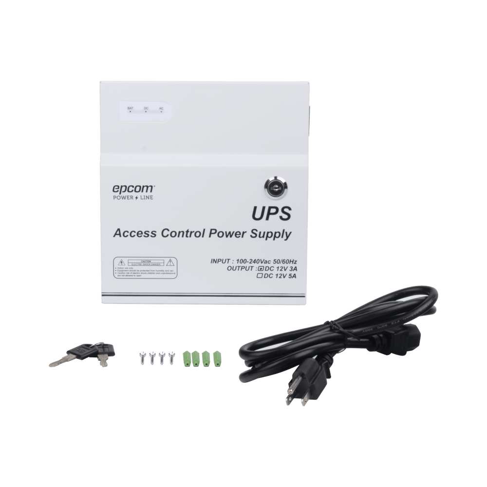 Professional power supply with Backup Battery  Capacity, Requires battery, 12VDC @ 3A, 1 Output with Integrated Timer; Input voltage: 96-264 VAC