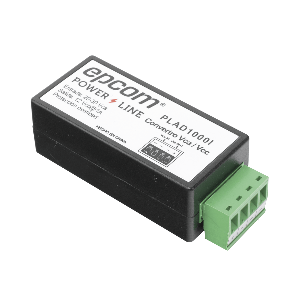 (2 in 1) Power Converter 24 Vac to 12 Vdc (AC to DC) and Noise Filter for Cameras / Input Voltage 20~30 Vac / Output 12Vdc @ 1 A / SENDING POWER OVER LONG DISTANCES / Screw Type Terminals.