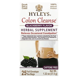Hyleys Tea, Colon Cleanse, Blackberry, Caffeine Free, 25 Tea Bags, 1.32 oz (37.5 g)