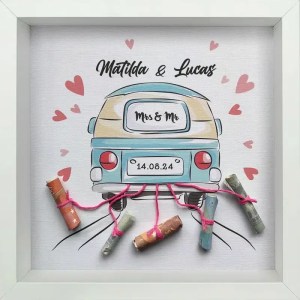 Wedding Van – Money Gift for Newlyweds – Personalized with Names and Wedding Date