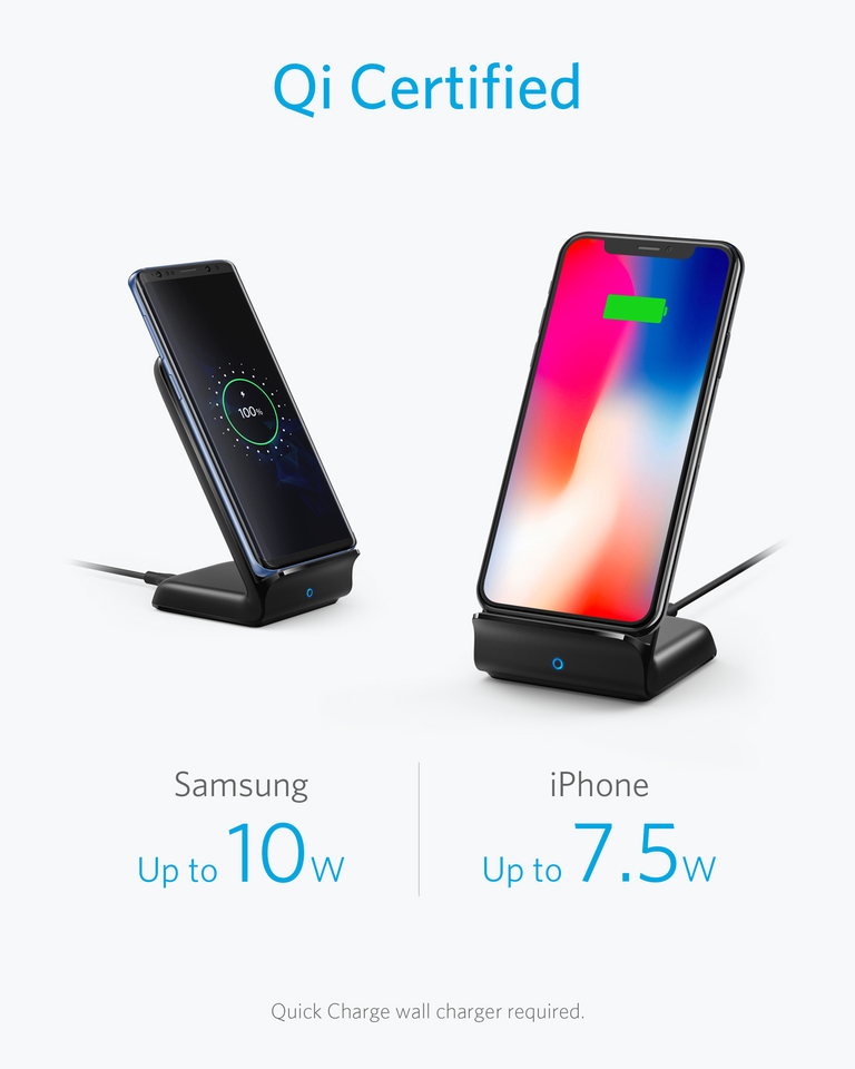 Anker PowerWave Fast Wireless Charger Stand 7.5W - Black