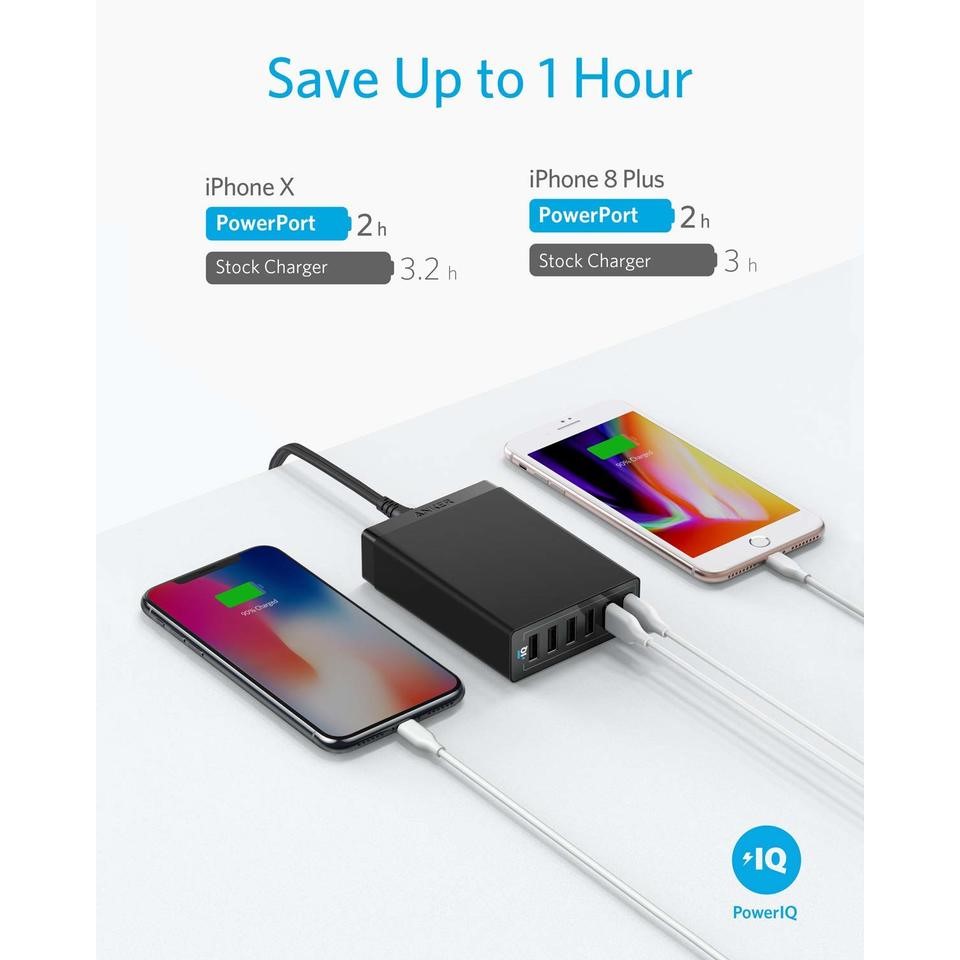 Anker 60W 6-Port USB Wall Charger - Black