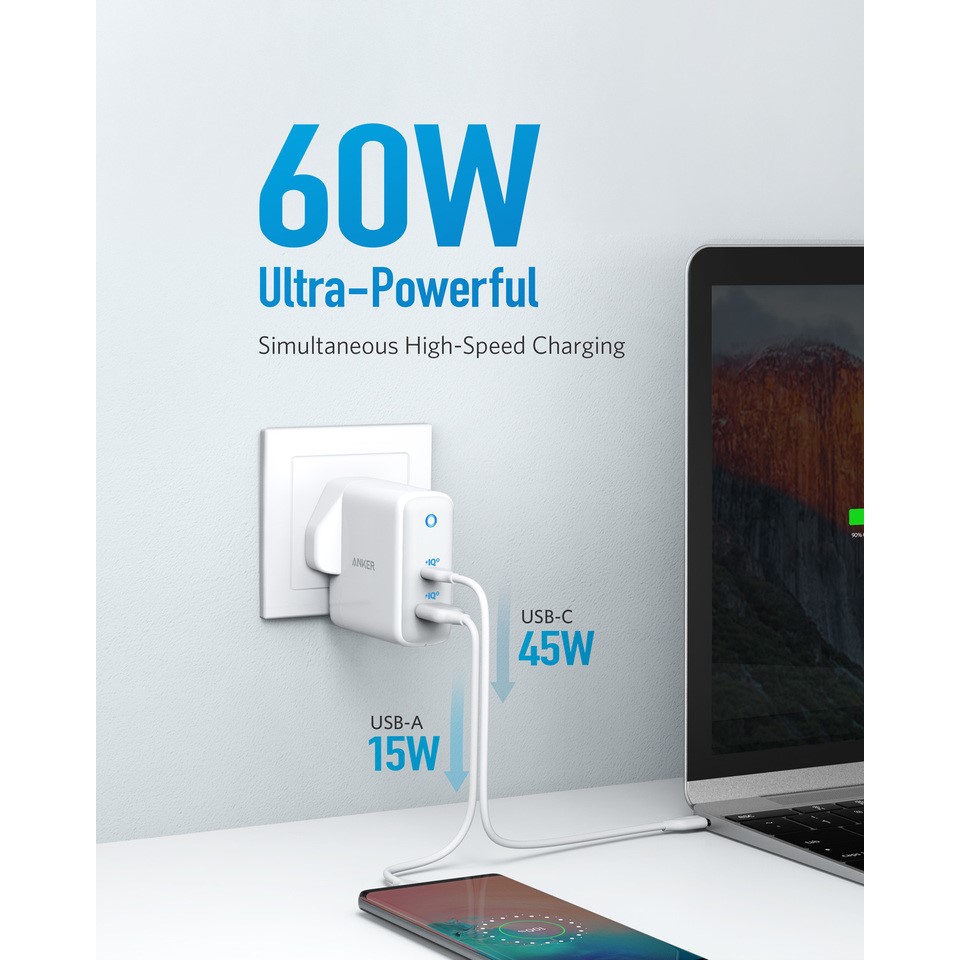 Anker 60W PowerPort Atom III (2 Ports) - White