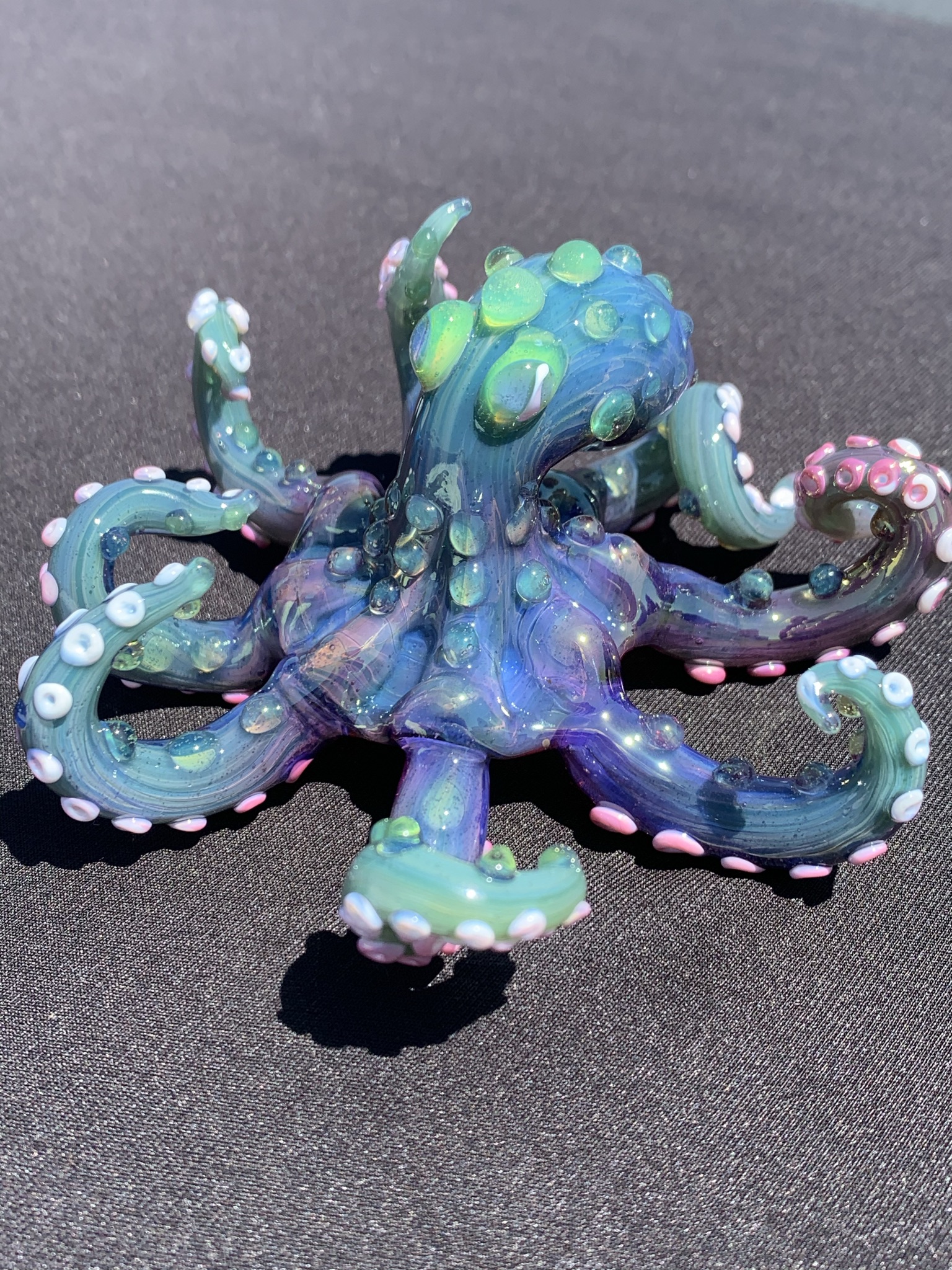 blue and green glass octopus
