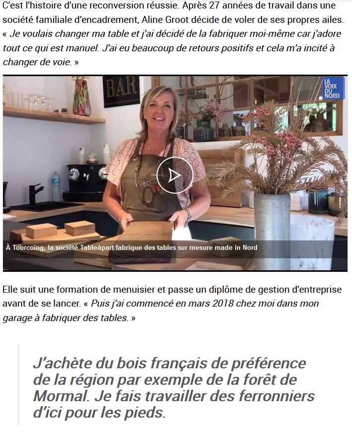 Tableàpart dans La Voix Du Nord