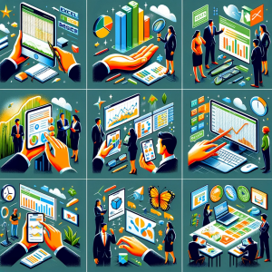A series of images illustrating key sections of the'Excel 365 Basics: From Zero to Hero' course article, including comprehensive curriculum, hands-on learning experience, real-world applications, and continuous support, each reflecting themes of learning, growth, and Excel proficiency