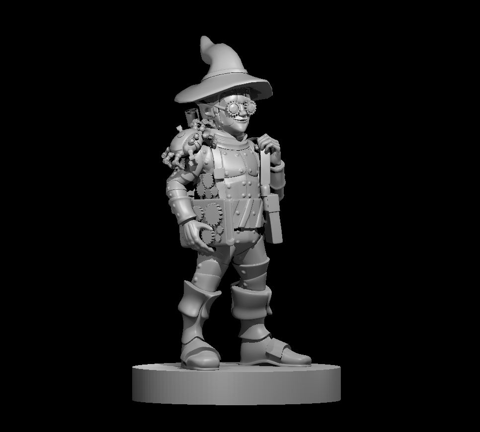 Gnome Clockwork Wizard Fantasy Miniature 28mm Beta Tabletop Turf