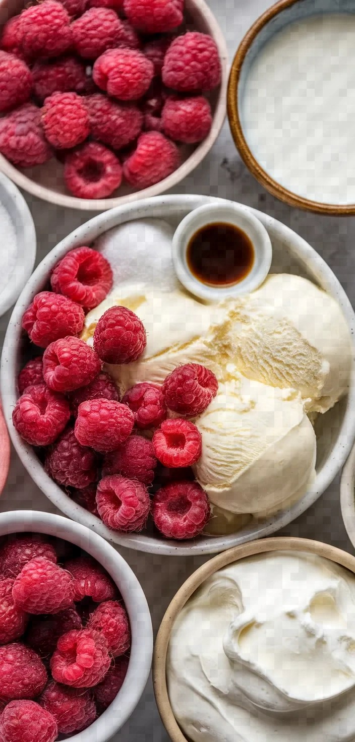 Ingredients photo for Easy Raspberry Milkshake Recipe