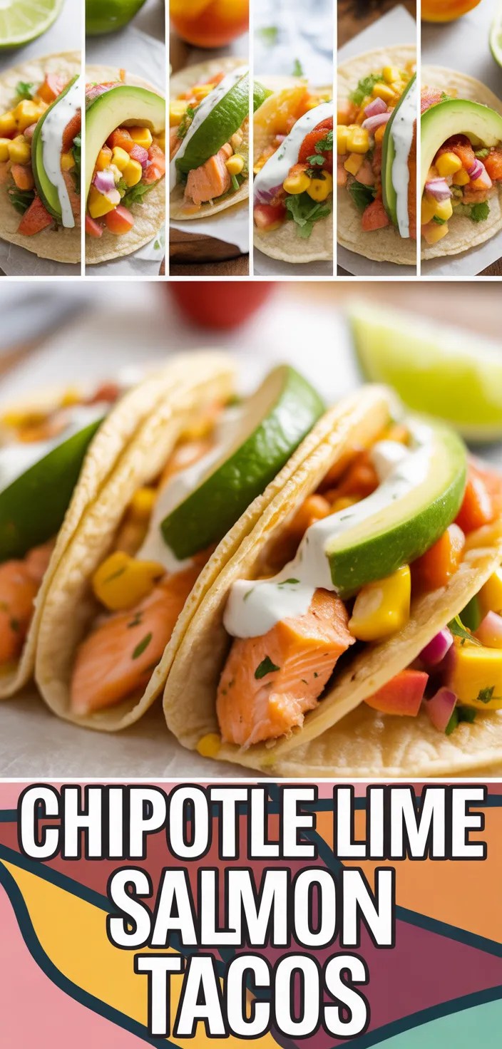 Chipotle Lime Salmon Tacos With Corn Avocado Peach Salsa & Cilantro Yogurt Sauce Recipe
