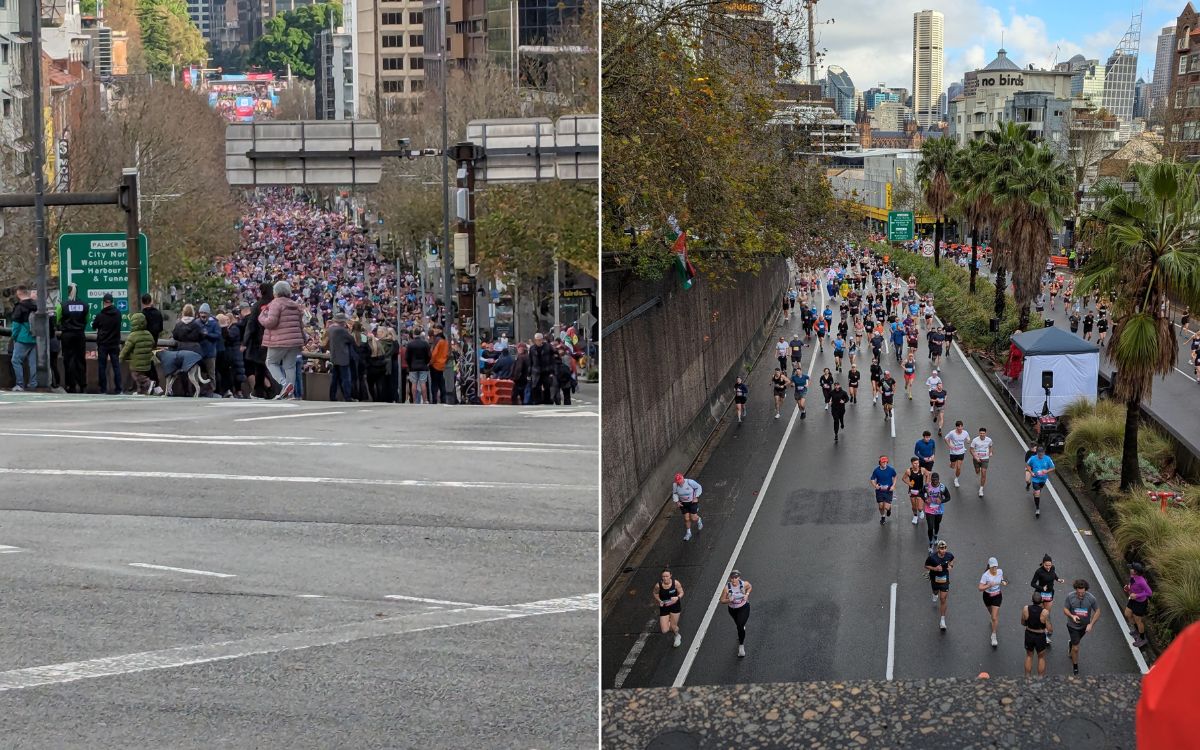 A break in Sydney's rain and the City2Surf pack. Photos: Will Rutherford