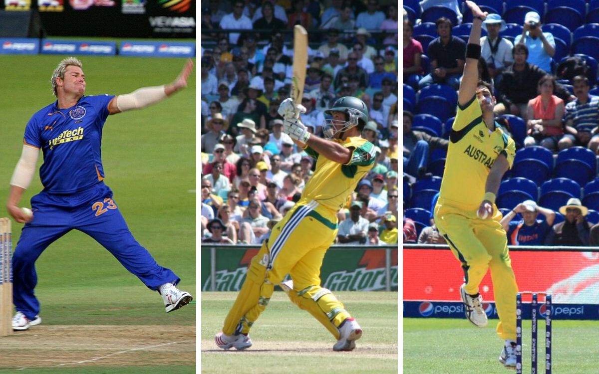 Shane Warne, Ricky Ponting, Mitchell Starc. Photo: Chris Brown/CC/Wikimedia Commons, nellistc/CC/flickr, Marc/CC/flickr