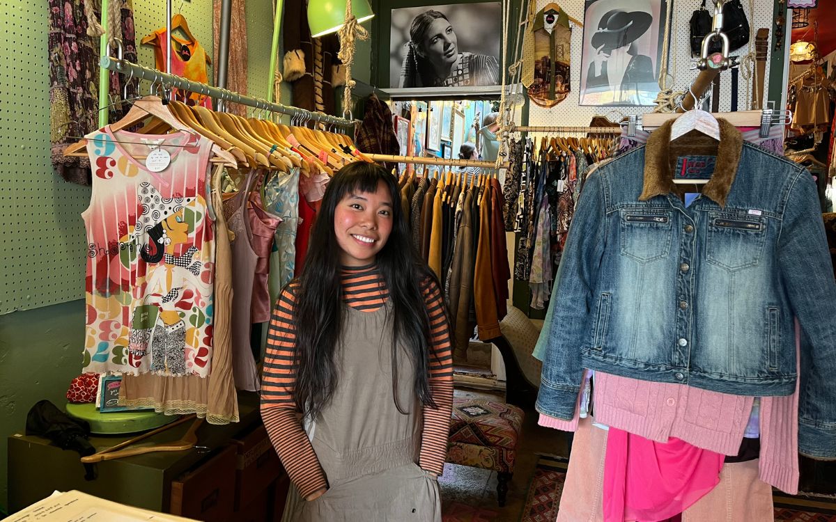 Fashion designer and vintage clothes seller Green at Casablanca. Photo: Luka Potts